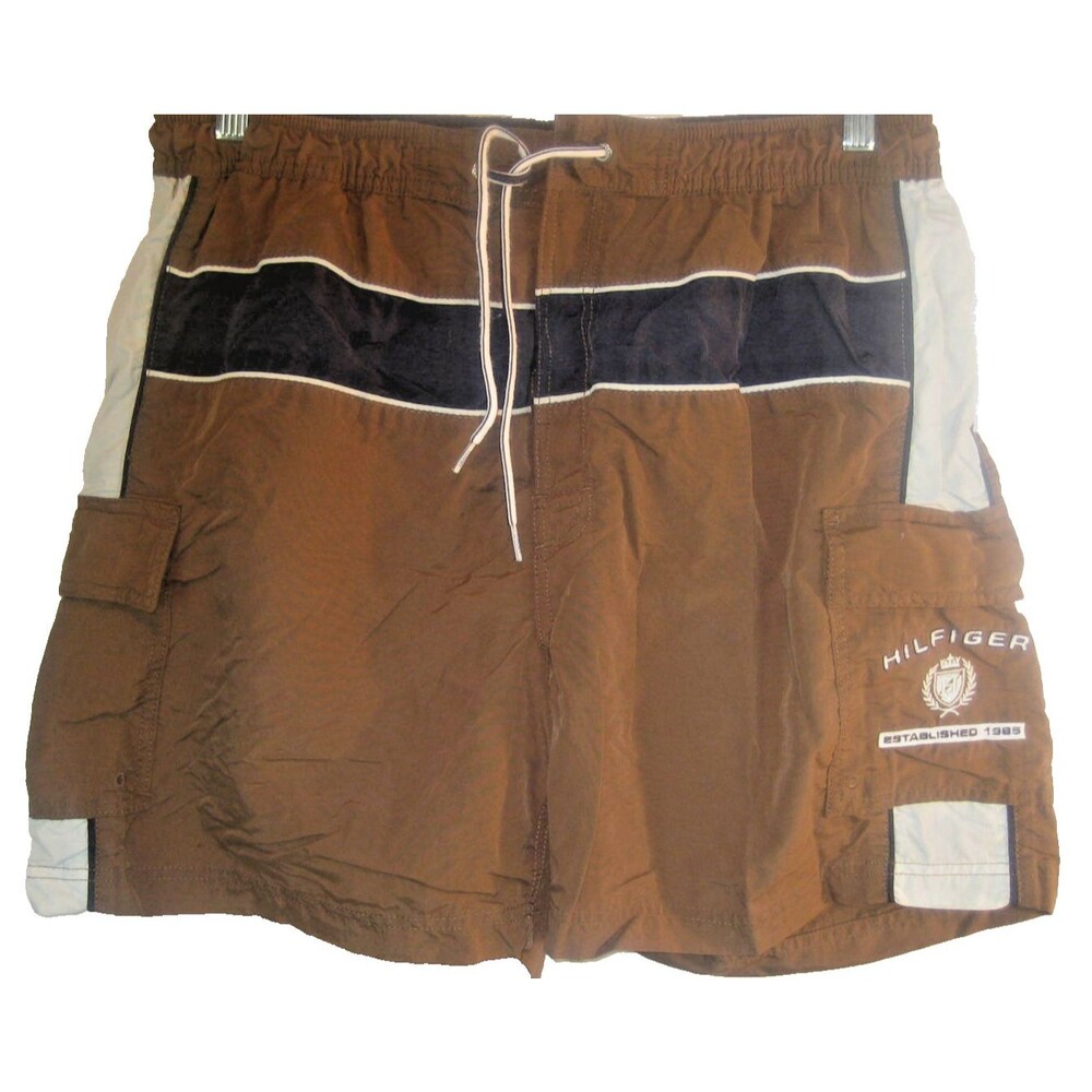Mens Tommy Hilfiger Brown Nylon Swim Suit Board Shorts sz XLx6